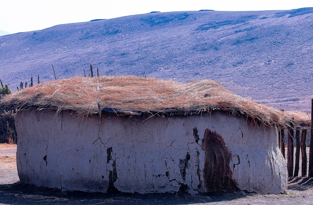Enkang massaï, village circulaire entouré d’une haie d’acacias