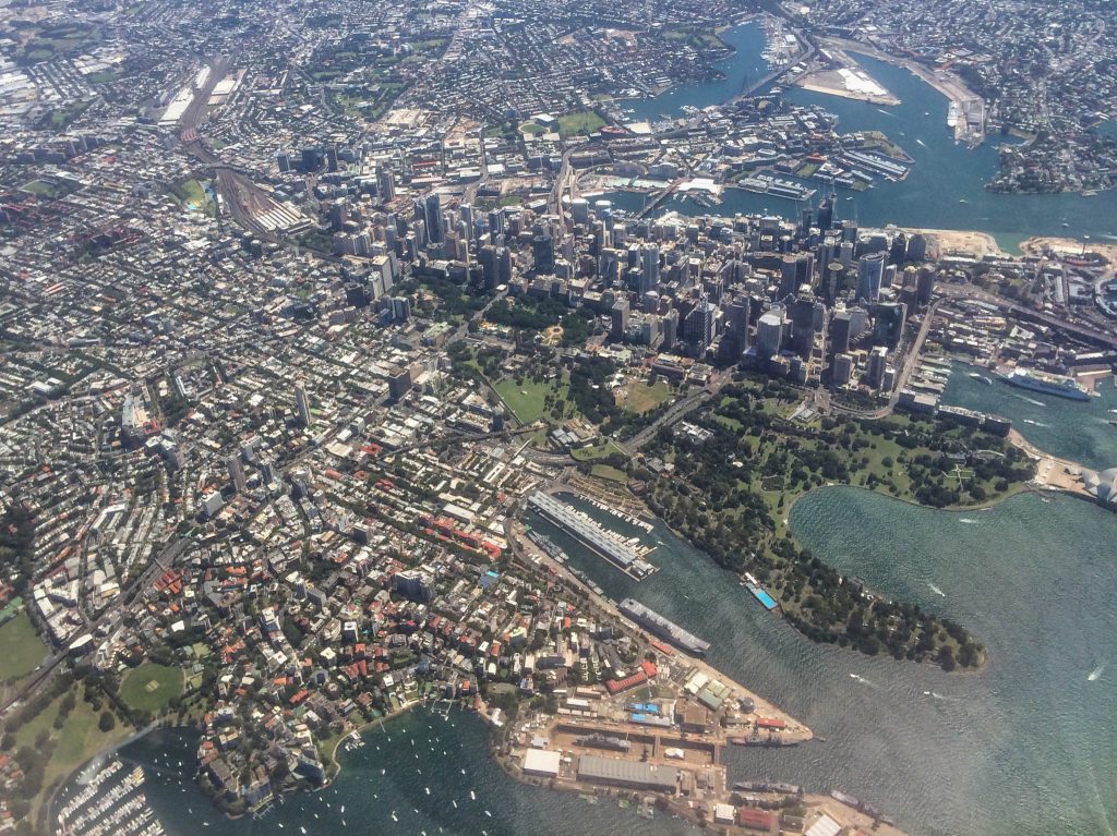 Vue sur le centre de Sydney, les Jardins botaniques et Potts Point