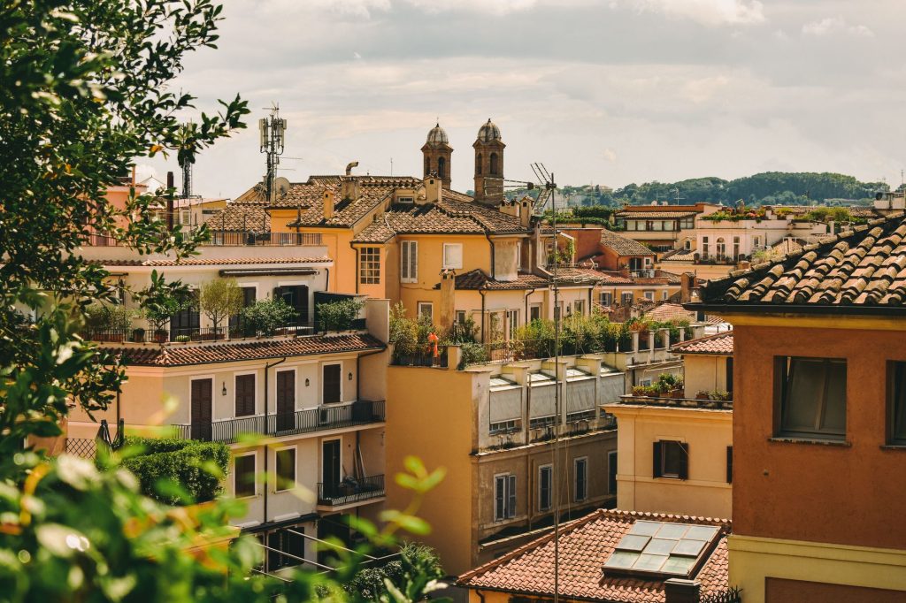 Rome Italy street rooftops