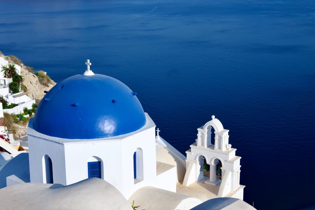 Santorini Greece blue domes