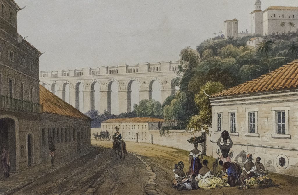 Les arches de l'aqueduc de Lapa et le couvent de Santa Teresa à Rio